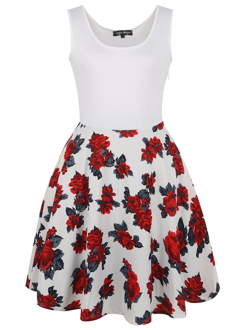 Women's Summer Sleeveless Round Neck Printed A-Line Dress - Image 5