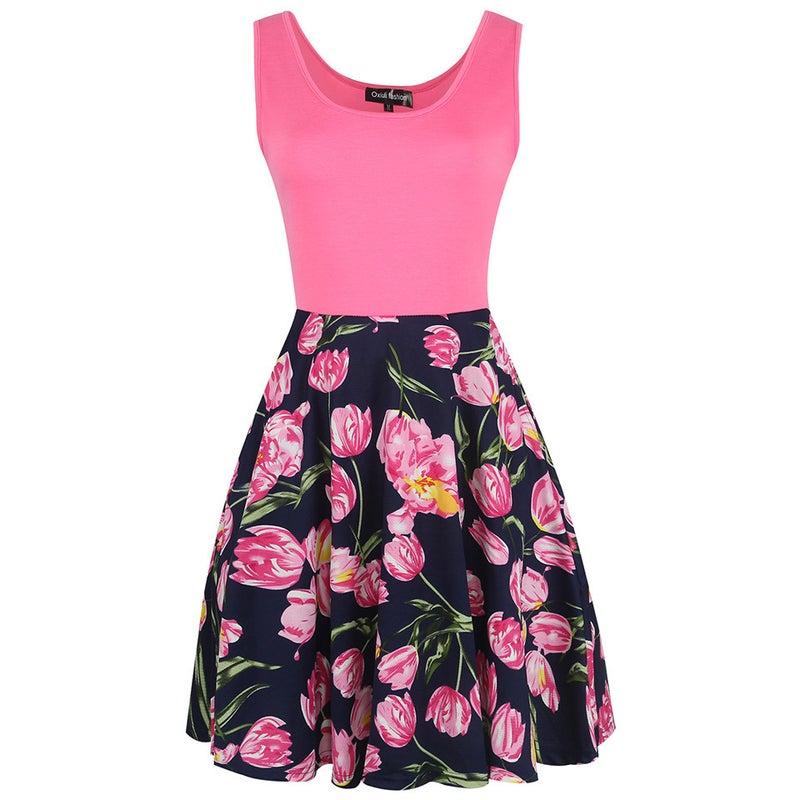 Women's Summer Sleeveless Round Neck Printed A-Line Dress - Image 4