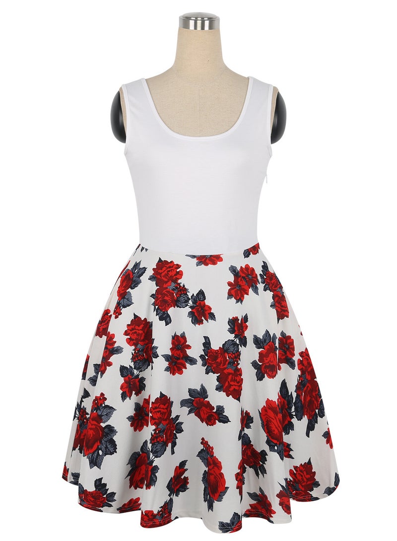 Women's Summer Sleeveless Round Neck Printed A-Line Dress - Image 3