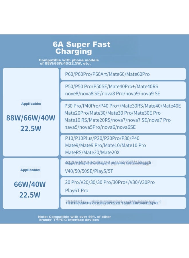 Stiger Type-c Data Cable Charging Cable 88w 66w 6a Fast Charger Compatible With Huawei Xiaomi Phones, Supports Mate60/50pro - Image 5