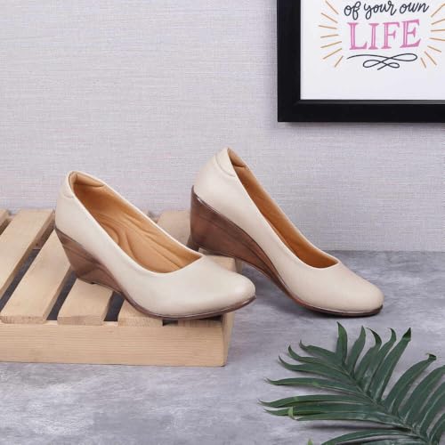 Mochi Women Beige Wedge Heel Pump/Formal Shoes UK/6 EU/39 (31-335) - Image 2