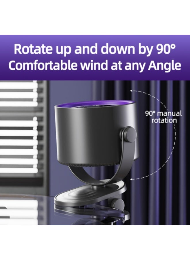 Desk Fan, Rechargeable Portable Fan With 360 ° Rotate Head, LED Digital Power display&5-Speed Wind Adjustment Function, Ultra Quiet Small Fan For Home, Kitchen,Travel, Camping, Bedroom, Office(Clip)  - Image 3