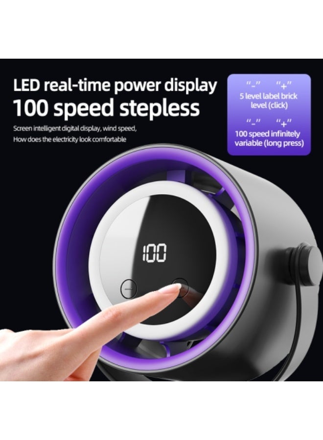 Desk Fan, Rechargeable Portable Fan With 360 ° Rotate Head, LED Digital Power display&5-Speed Wind Adjustment Function, Ultra Quiet Small Fan For Home, Kitchen,Travel, Camping, Bedroom, Office(Clip)  - Image 5