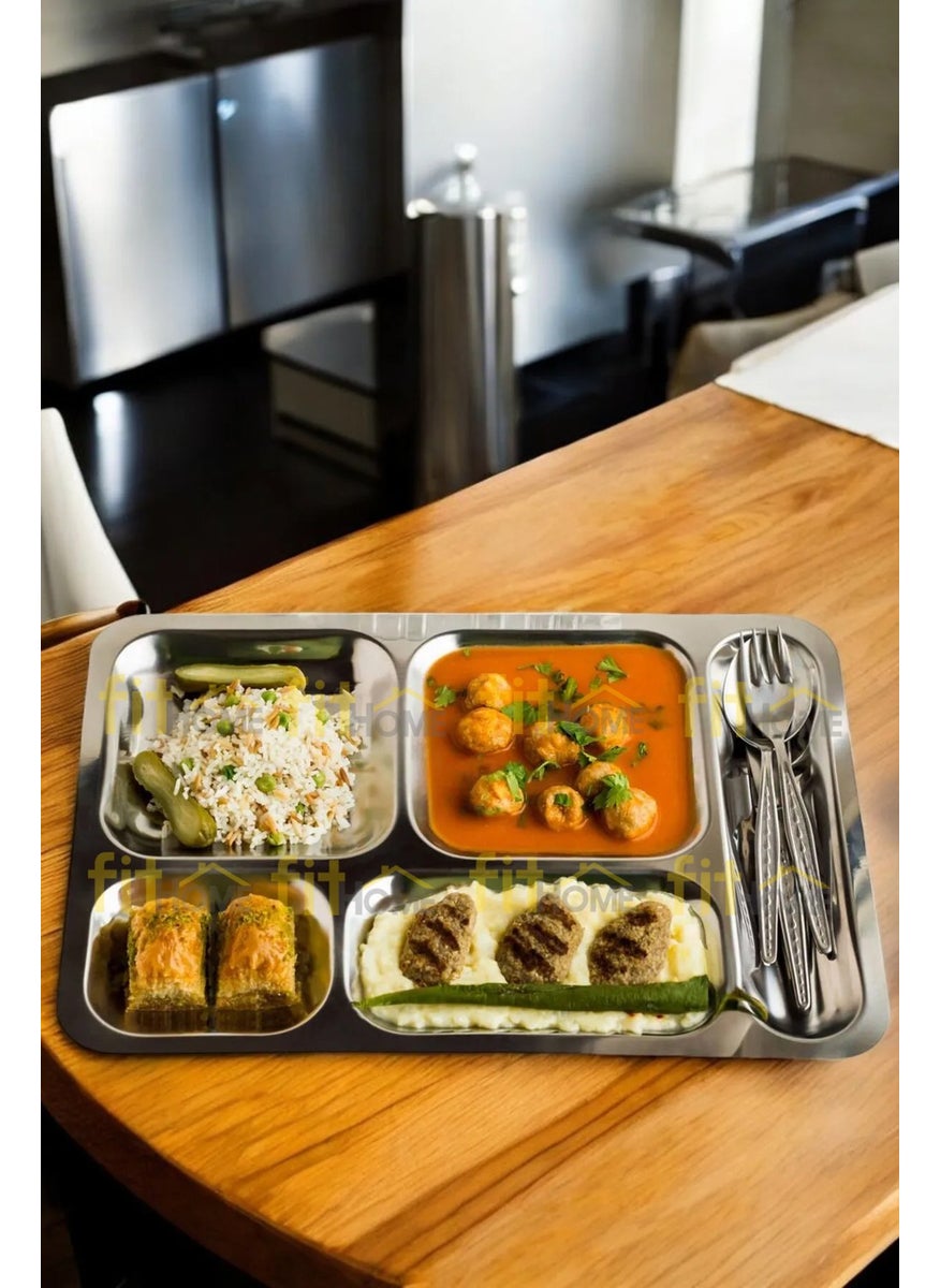 Fithome Metal Stainless Steel Dinner Table Serving Plate Factory Hospital School Multi-Purpose Use  - Image 3