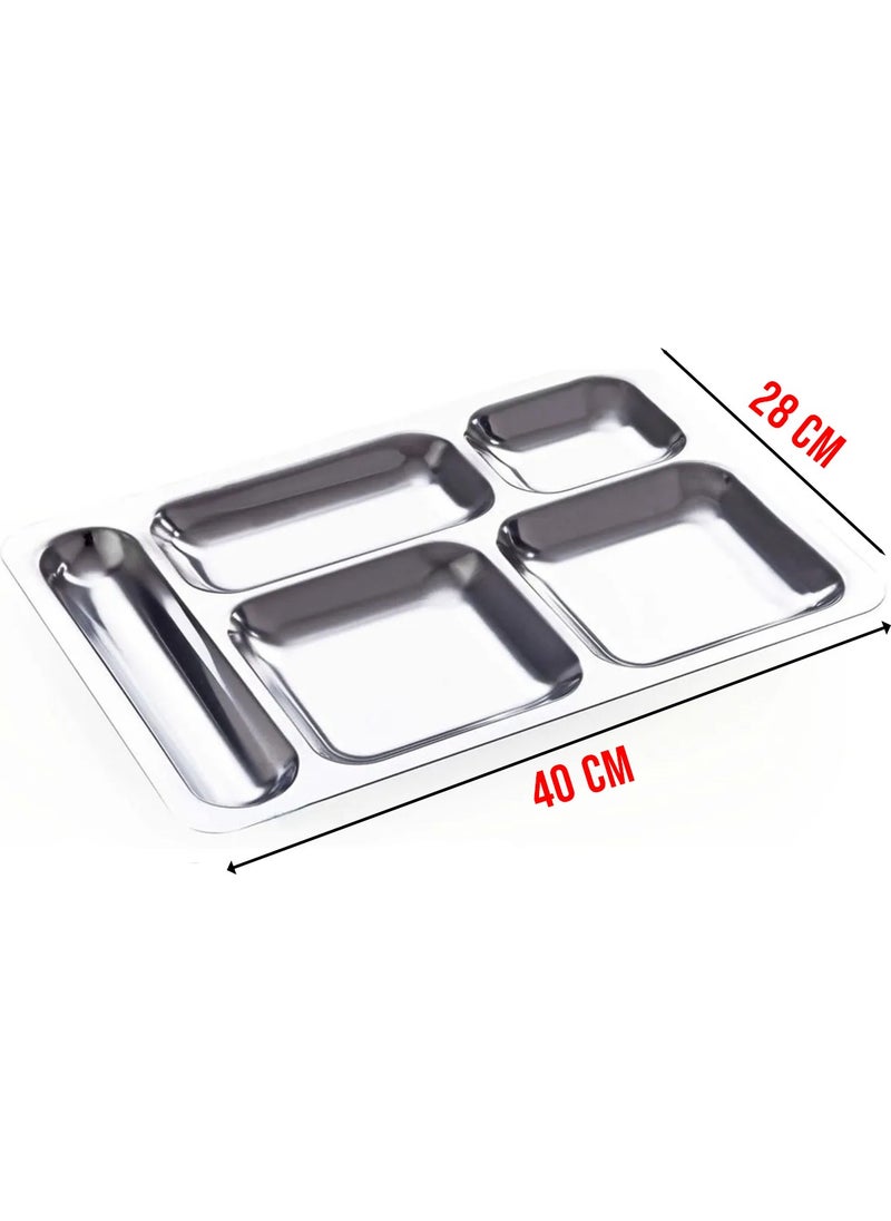Fithome Metal Stainless Steel Dinner Table Serving Plate Factory Hospital School Multi-Purpose Use  - Image 2
