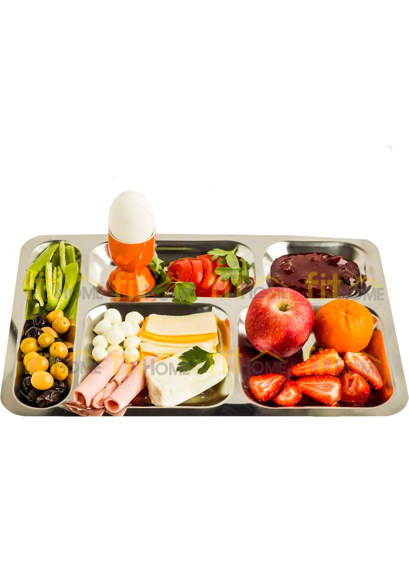 Fithome Metal Stainless Steel Dinner Table Serving Plate Factory Hospital School Multi-Purpose Use  - Image 1