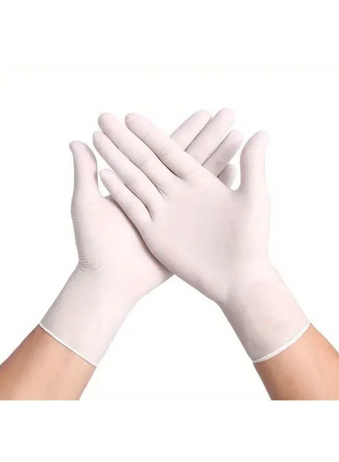 60 Pcs M Size White Nitrile Gloves Disposable for Cleaning Kitchen Salon Nail Art - Image 1