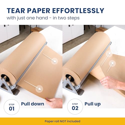 DIY Crew 12 Inch Paper Roll Dispenser and Cutter - Heavy-Duty Wall Mountable, Non Slip Tabletop - Kraft, Freezer, Butcher Paper - Up to 1000ft Rolls - Image 2