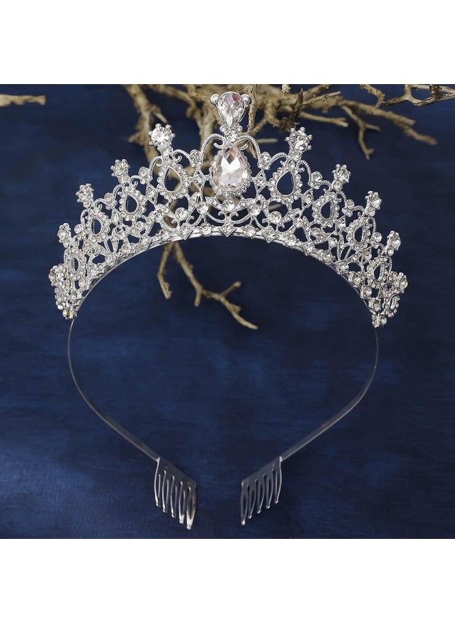 Shining Diva Fashion - Shining Diva Fashion Crystal Tiara and Crown for Women Stylish Headband Crowns with Comb Tiaras for Girls Kids Queen Princess Wedding Bridal Birthday Gift Hair Accessories (Silver) (15862hb) - Image 1