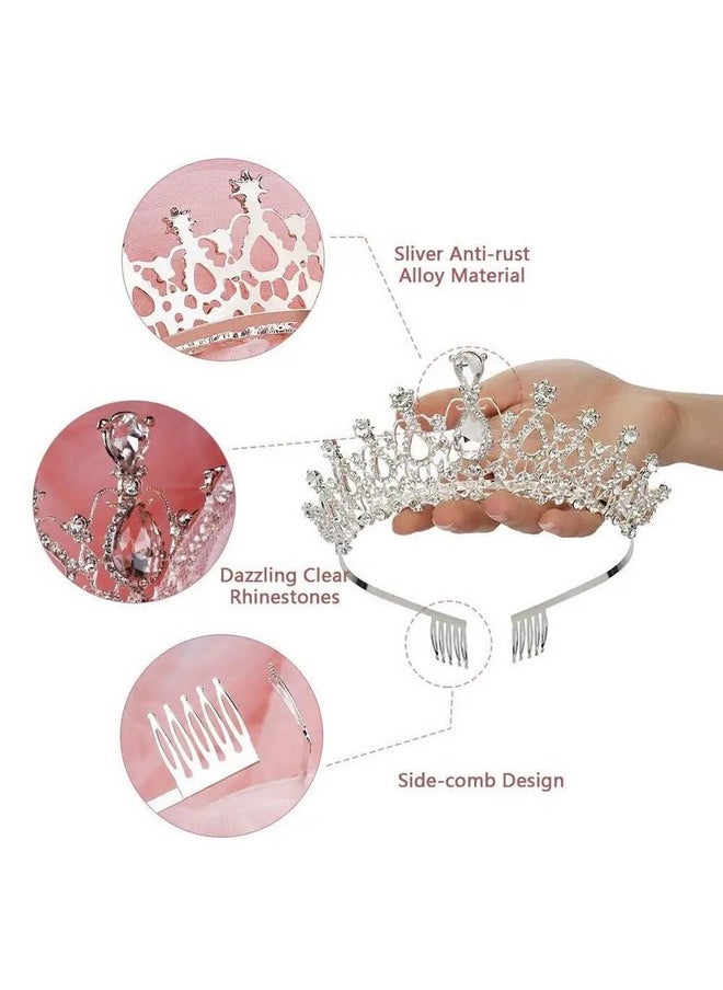 Shining Diva Fashion - Shining Diva Fashion Crystal Tiara and Crown for Women Stylish Headband Crowns with Comb Tiaras for Girls Kids Queen Princess Wedding Bridal Birthday Gift Hair Accessories (Silver) (15862hb) - Image 1