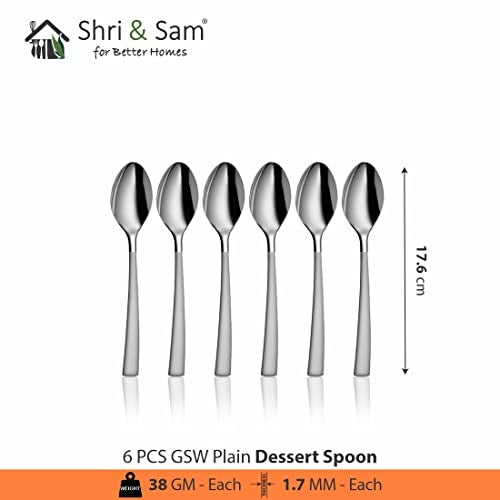 Shri & Sam Stainless Steel GSW Plain Desert Spoon,6 Pieces - Image 2