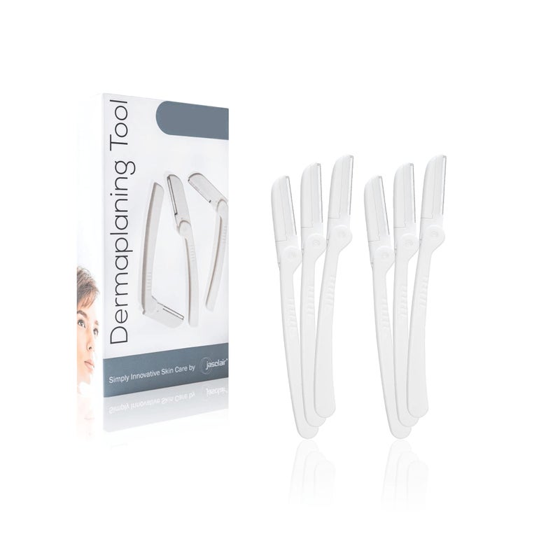Jasclair Dermaplaning Tool (6 Count) – Easy to Use Dermaplane Razor for Face – Facial Hair Removal for Women – Blade for Eyebrows and Peach Fuzz – Face Shavers for Women Help Exfoliate and Smooth the Skin - Image 1
