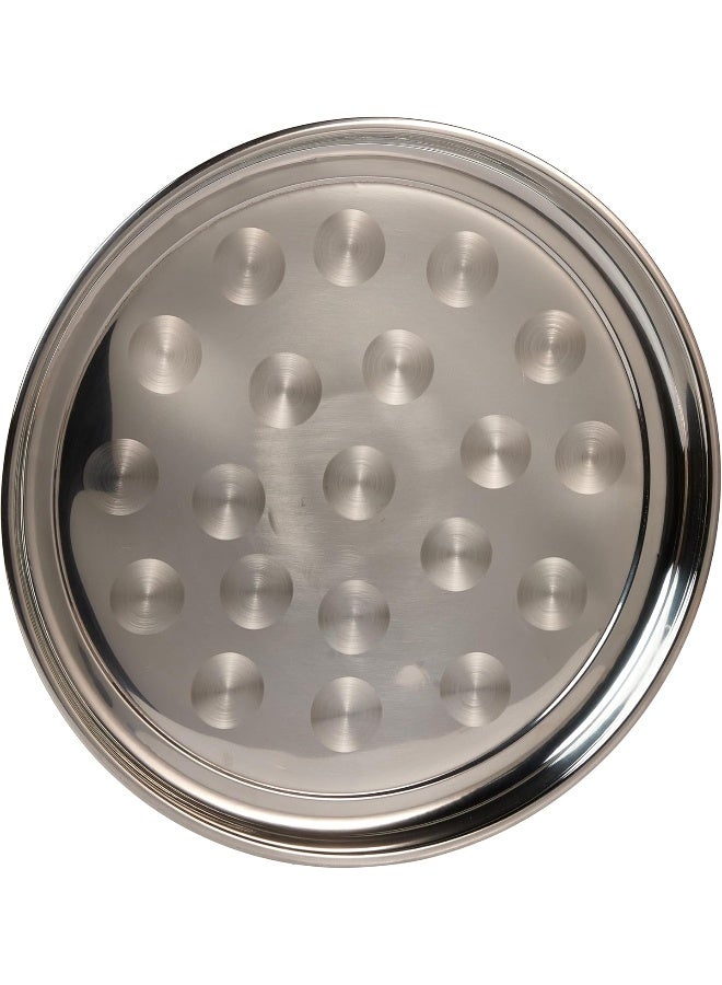 Saqoware Steel Round Tray 45 cm | Sahan | Round Food Serving Tray | Group Food Plate | Biriyani, Mandi, Arabic food Serving Plate | Ramadan Food serving Tray and Fruits and Vegetable - Image 1