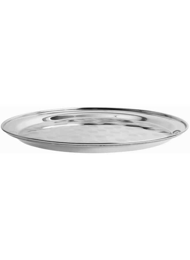 Saqoware Steel Round Tray 45 cm | Sahan | Round Food Serving Tray | Group Food Plate | Biriyani, Mandi, Arabic food Serving Plate | Ramadan Food serving Tray and Fruits and Vegetable - Image 4