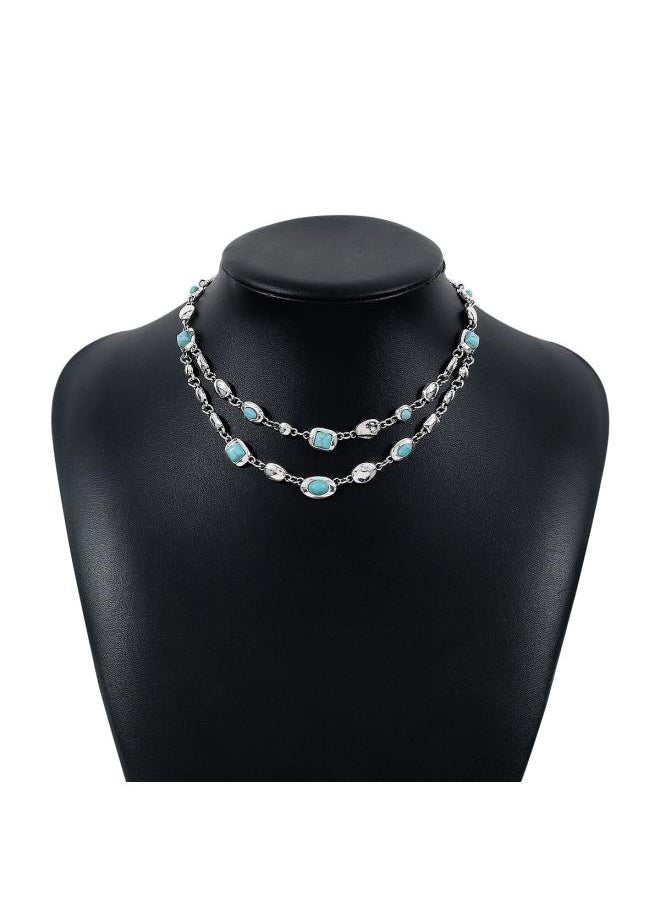 Generic - N 637 Mid-ancient Fashion Ethnic Style Diamond-embedded Double-layer Necklace Light Luxury Exquisite Girl Feel Distressed Necklace - Image 1