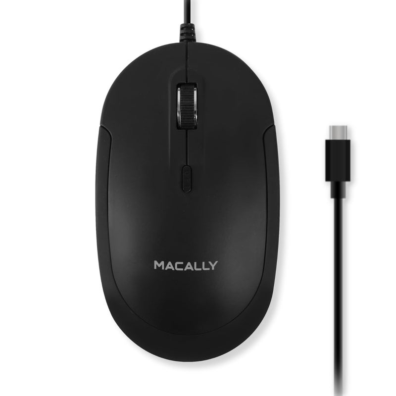 Macally Wired USB C Mouse for Mac and PC - Slim, Quiet, and Reliable - 4 DPI Mode Type C for Laptop, MacBook Pro/Air, iMac - Wired Mice USBC - Image 1