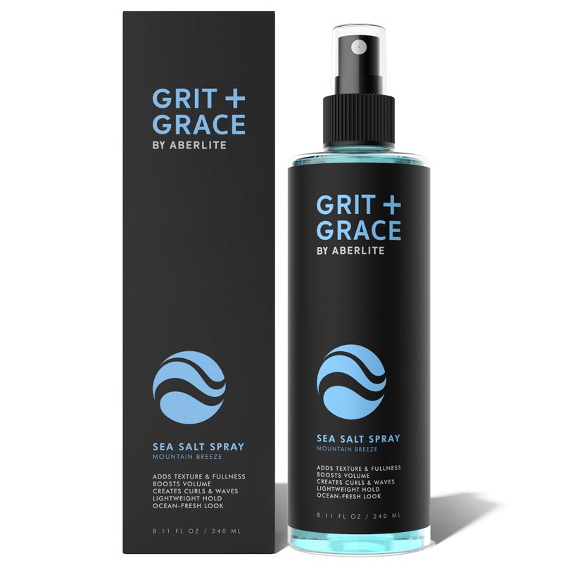 Aberlite Grit+Grace Sea Salt Spray for Men & Women Beach Look - Hair Texture Styling Product for Beach Waves - Curly & Wavy Hair Texture Spray (8.11 FL OZ) - Image 1