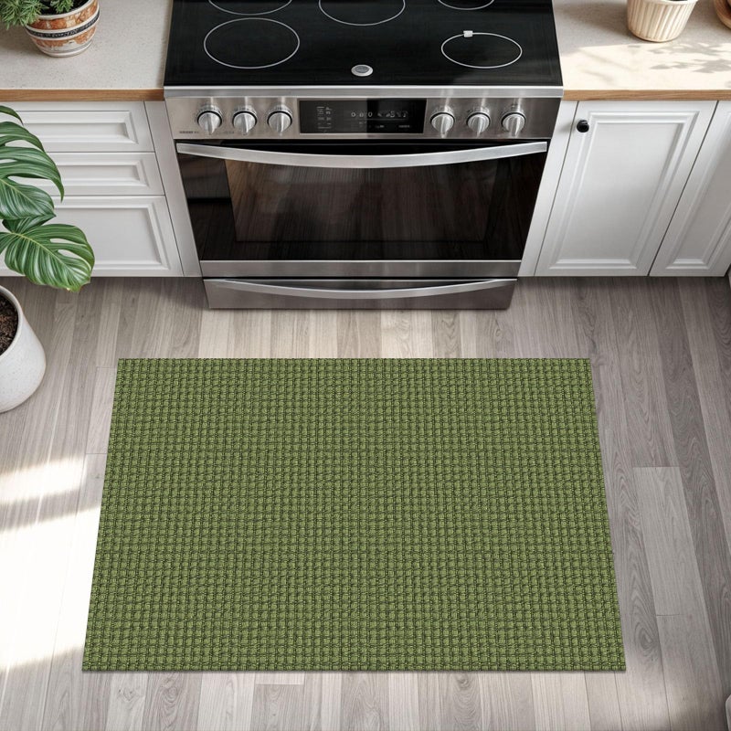 KOZYFLY Indoor Door Mat 2x3 ft Small Area Rugs Washable Front Door Mat Non Slip Rubber Backed Entryway Rug Cotton Entrance Doormat for Front Porch Bathroom Kitchen Bedroom, Bright Green/Earthy Green - Image 2