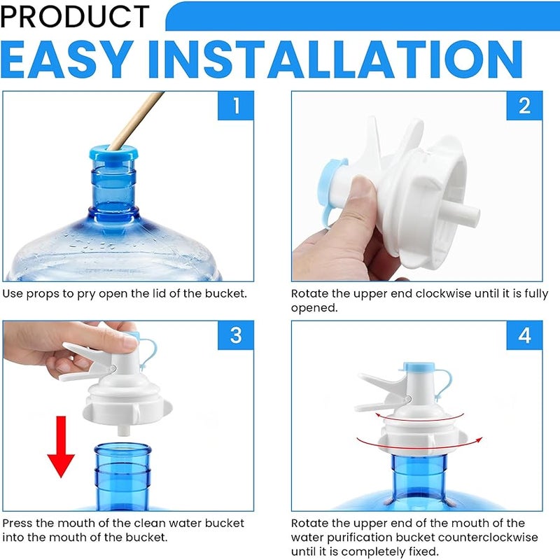 Aifeier ET Water Dispenser Valve Reusable Water Bucket Jug Plastic Sot Faucet Nozzle with Dustproof Cap and Wood Stick for 55 mm Non Threaded Crown Top Jugs Bottles (Not for Threaded Bucket), 1 Pack - Image 5