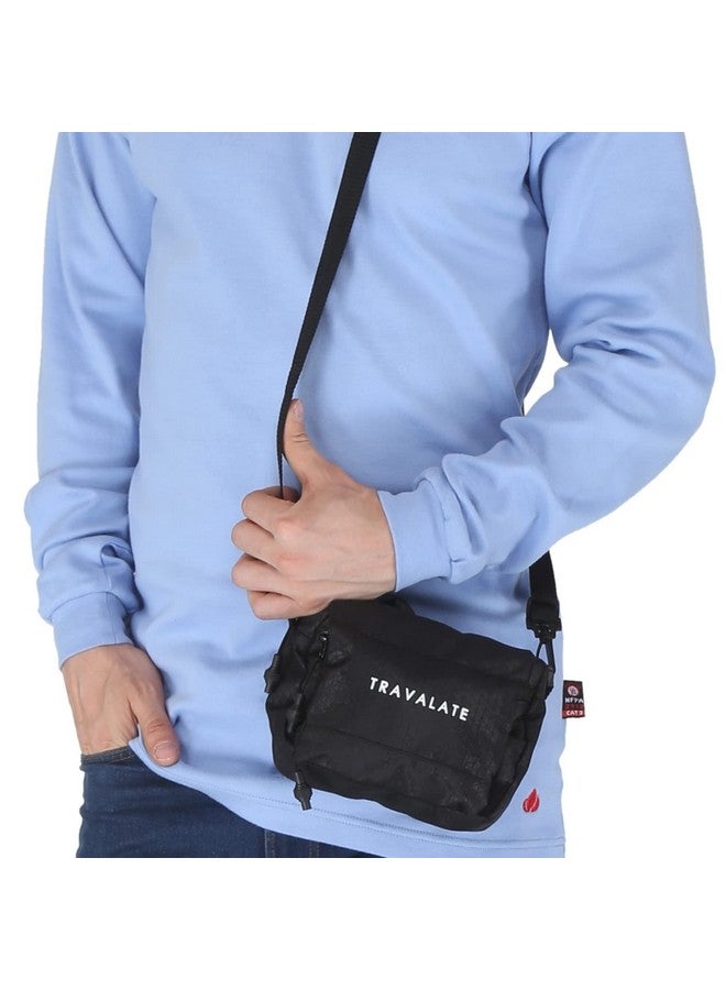 TRAVALATE Travalate Black Compact Messenger Bag/Waist Bag For Unisex Detachable Strap Multipurpose Waist Bag Crossbody Travel Bag, Sling, Shoulder Bag (17 X 5 X 15 Cm) - Image 4