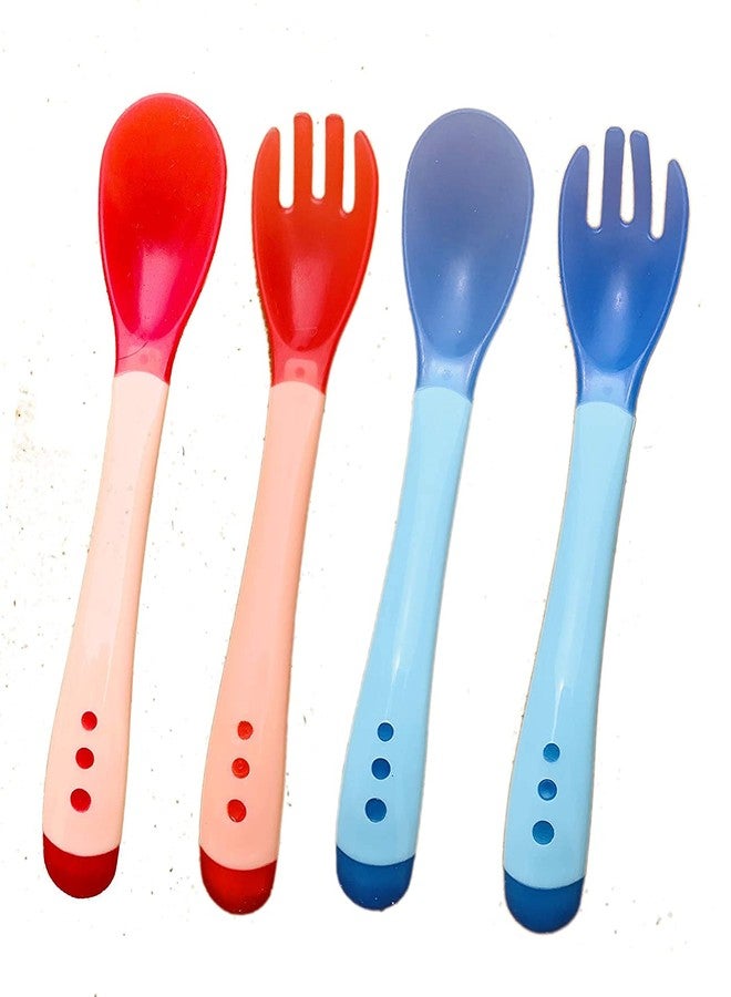 LAPPU Baby Travel Time Feeding Food Storage Container Unbreakable Portable Dispenser Bowl with Spoon Baby Food Serve Bowl (Spoon Fork -Red/Blue) - Image 1