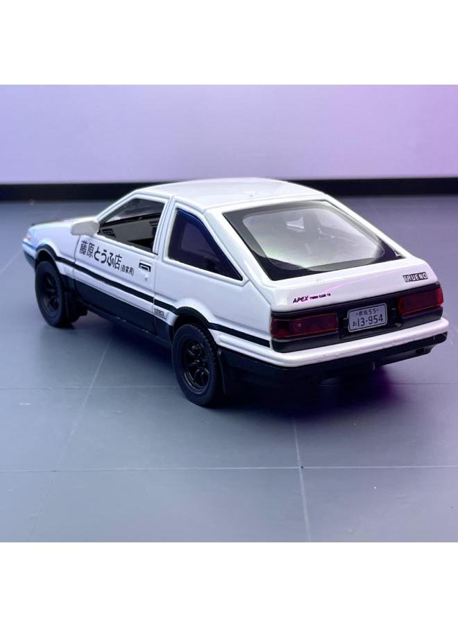Generic - Tianying Alloy Car Model 1:32 Fujihara Tofu AE86 Pull Back With Sound And Light Boy Toy Car Music Model Ornaments-Color:8967B White Window Box With Base - Image 1