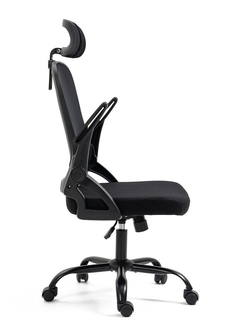 AnneFish Ergonomic Mesh Office Chair Adjustable Lumbar Comfortable High Back Executive Swivel Computer Office Chair with Flip-up Armrests Comfortable Headrest - Image 5