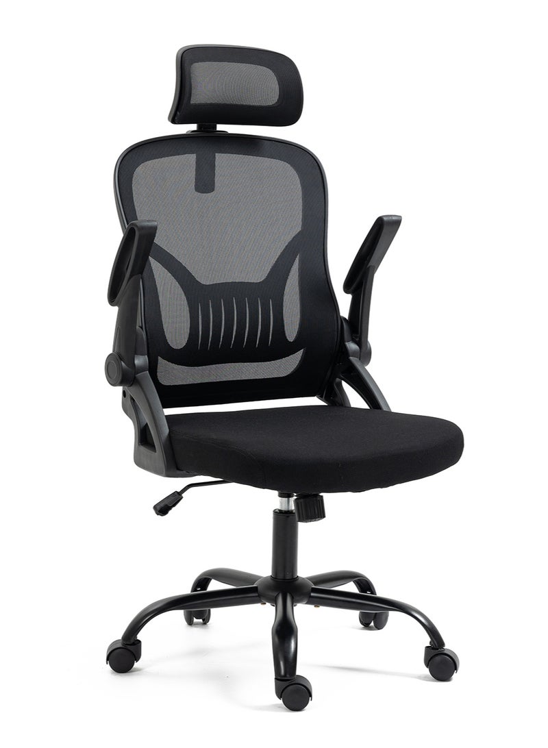 AnneFish Ergonomic Mesh Office Chair Adjustable Lumbar Comfortable High Back Executive Swivel Computer Office Chair with Flip-up Armrests Comfortable Headrest - Image 4