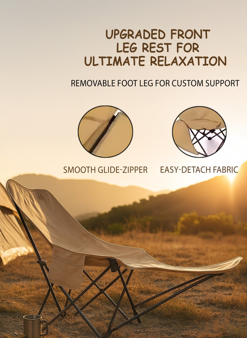 DBLEW Folding Camping Chair with Removable Footrest & Adjustable Backrest for Adults 65 × 110 × 97 cm – D114578 Portable Reclining Outdoor Lounge Chair with Carry Bag, Side Pocket – Lightweight Steel Frame Chair for Camping, Beach, Fishing, Hiking, Travel – Multicolour - Image 3