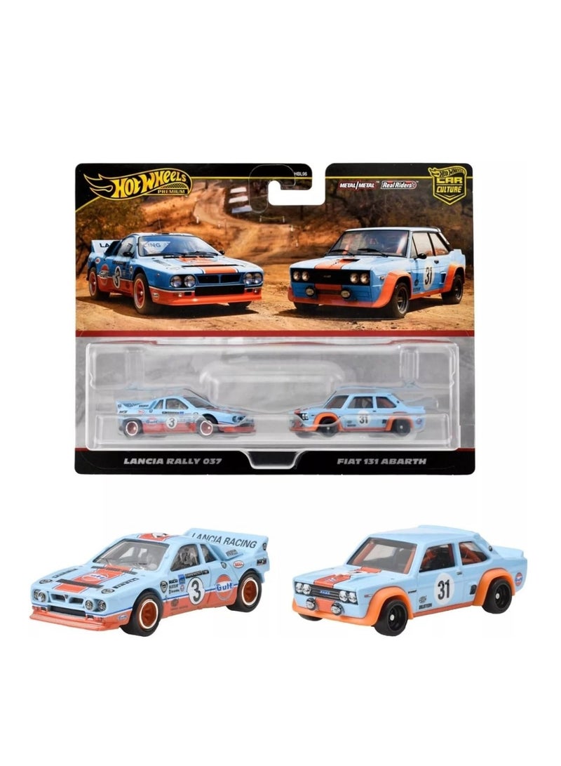 Hot Wheels مجموعة سيارات هوت ويلز بريميوم كار كالتشر من 2 - لانسيا رالي 037 وفيات 131 أبارث - Image 1