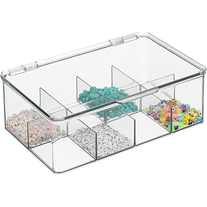 4basix Tea Storage Boxes  Plastic Tea Box With 8 Compartments Holds Up To 100 Tea Bags  Stackable Tea Bag Holder  Clear - Image 1