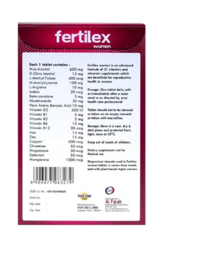 FERTILEX Women 60 Tablets – Female Fertility Support Supplement for Reproductive Health - Image 2