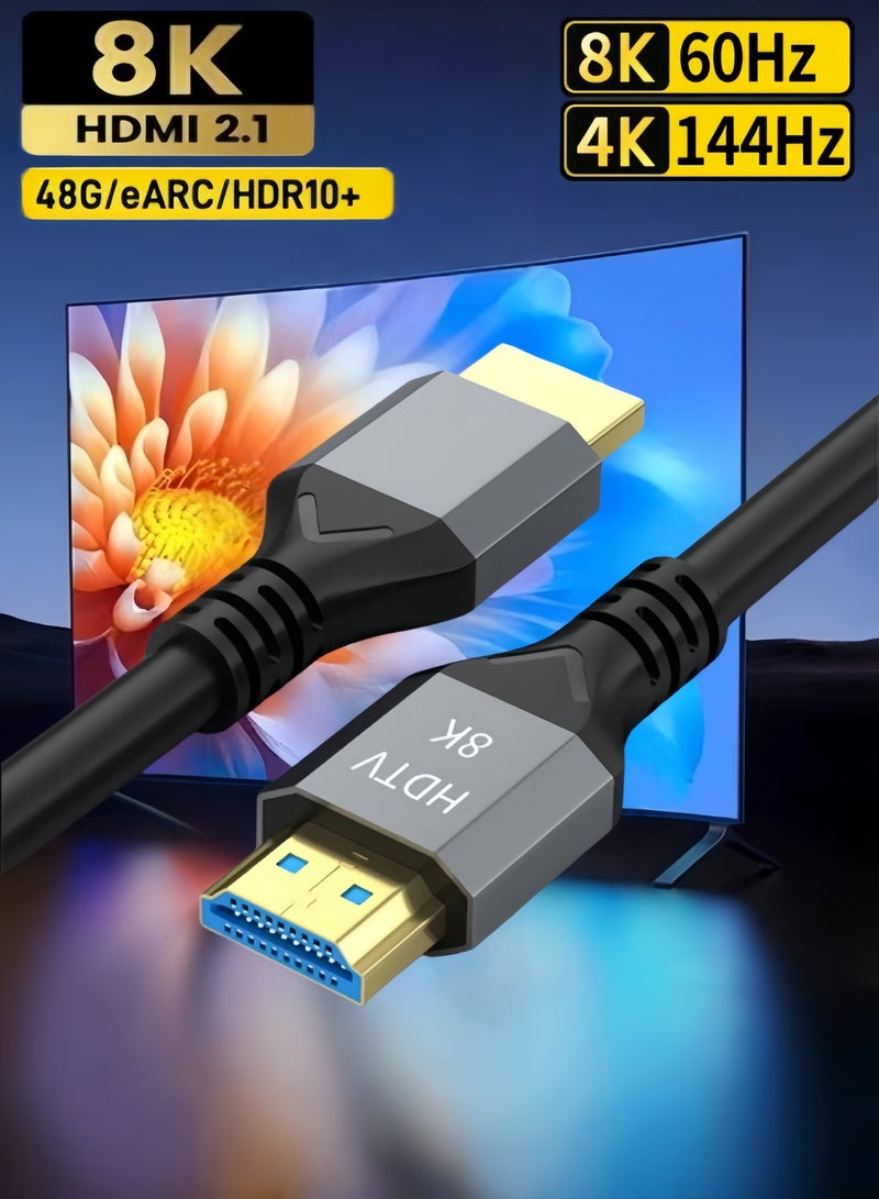 الصفحة الرئيسية كبل HDMI 2.1 فائق السرعة 8K HDMI 2.1 (1.5M) بسرعة فائقة (1.5M) - 48 جيجابت في الثانية، يدعم 8K@60 هرتز، 4K@144 ，2K@240 هرتز، 1080P@360 هرتز، 3D، HDR، HDCP، eARC، Dolby - سلك HDMI فائق السرعة للكمبيوتر المحمول، الكمبيوتر، الشاشة، أجهزة العرض، التلفزيون، PS4، PS4، PS5، Xbox، Switch، التلفزيون عالي الدقة - Image 1
