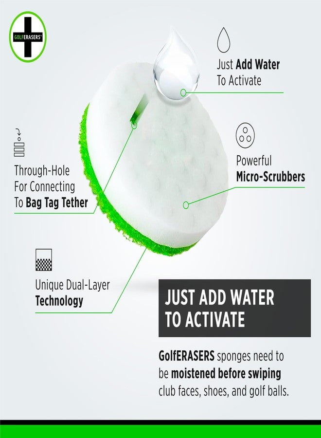 GolfERASERS Instant Golf Eraser with Bag Tether, Premium Dual-Sided Sponge for Cleaning Clubs, Shoes & Golf Balls - Golf Club Cleaner, Golf Ball Cleaner, Golf Club Groove Cleaner, 6 Pack - Image 3
