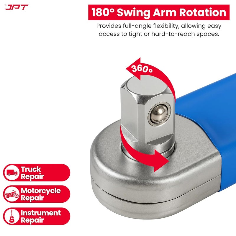 JPT بار تمديد مفتاح ربط مع محولات مقبس 1/4"، 3/8"، 1/2" | بناء من الصلب عالي الجودة | دوران ذراع 180° | تصميم مدفوع بالسلسلة | لأعمال إصلاح السيارات، DIY، الميكانيكي، ومجموعة أدوات المرآب - Image 4