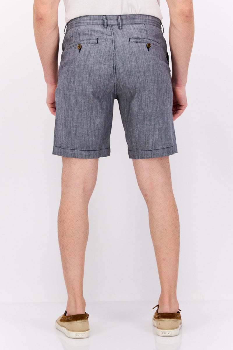 Jachs New York Men Textured Chino Shorts, Grey - Image 4