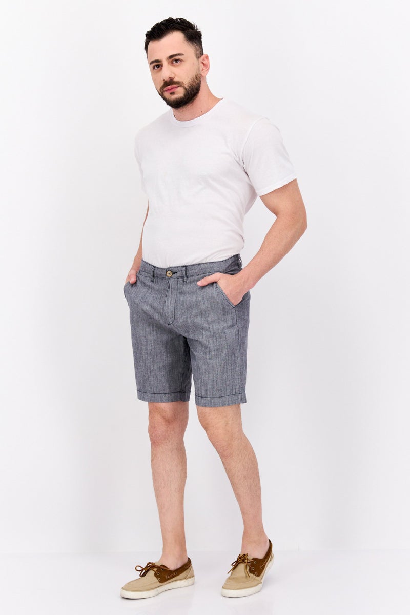 Jachs New York Men Textured Chino Shorts, Grey - Image 2