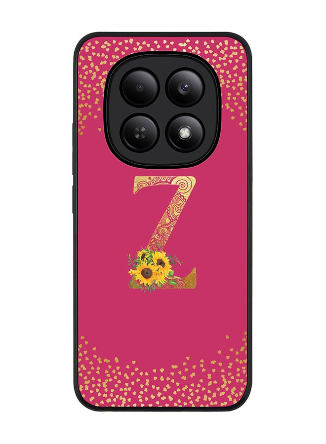 For Xiaomi Redmi Note 15 4G Case,Slim fit Camera Protection, Shockproof Thin Phone cover  - Custom Floral Monogram - Z ( Deep Pink )