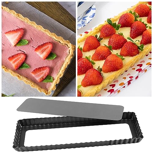 Cyimi 14 Inch Rectangular Tart Pan Set of 2, Nonstick Quiche Pie Pan with Removable Bottom Tart Pan for Pies, Quiche Bakeware, Cheese Cakes, Desserts - Image 3