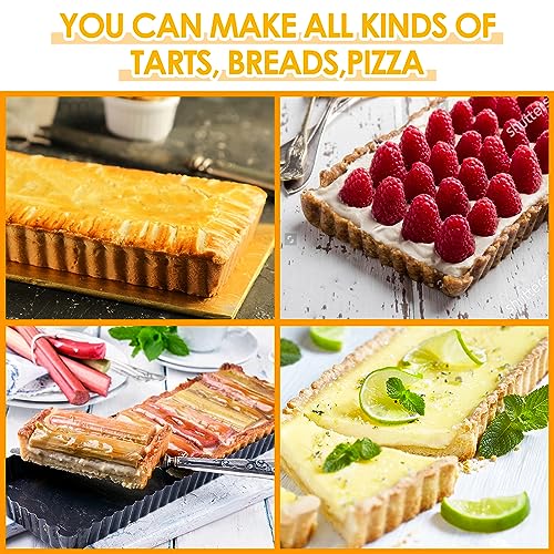 Cyimi 14 Inch Rectangular Tart Pan Set of 2, Nonstick Quiche Pie Pan with Removable Bottom Tart Pan for Pies, Quiche Bakeware, Cheese Cakes, Desserts - Image 5