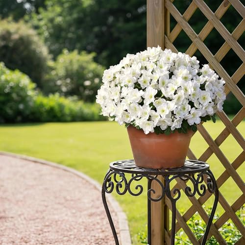 YXZZWL 8 Bundles Artificial Flowers for Front Door, Fake Silk Azalea Bouquet Silk Flowers for Outside UV Resistant Realistic Faux Plants for Planter Farmhouse Patio Garden Walkways Home Decor (White) - Image 4