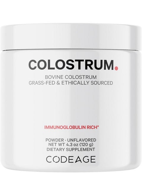 Codeage Bovine Colostrum Powder Supplement 4-Month Supply, 1000mg per Serving, Grass-Fed Ethically Sourced, Immunoglobulin-Rich Prized First Milk, Cold-Chain Pasteurized, Agglomerated, Non-GMO, 4.3 OZ