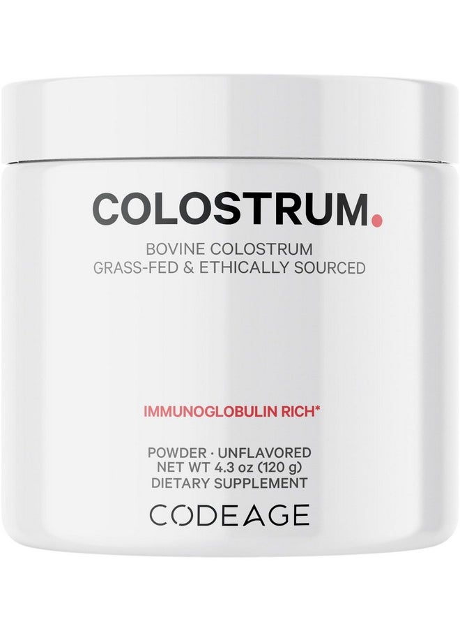 Codeage - Codeage Bovine Colostrum Powder Supplement 4-Month Supply, 1000mg per Serving, Grass-Fed Ethically Sourced, Immunoglobulin-Rich Prized First Milk, Cold-Chain Pasteurized, Agglomerated, Non-GMO, 4.3 OZ - Image 1