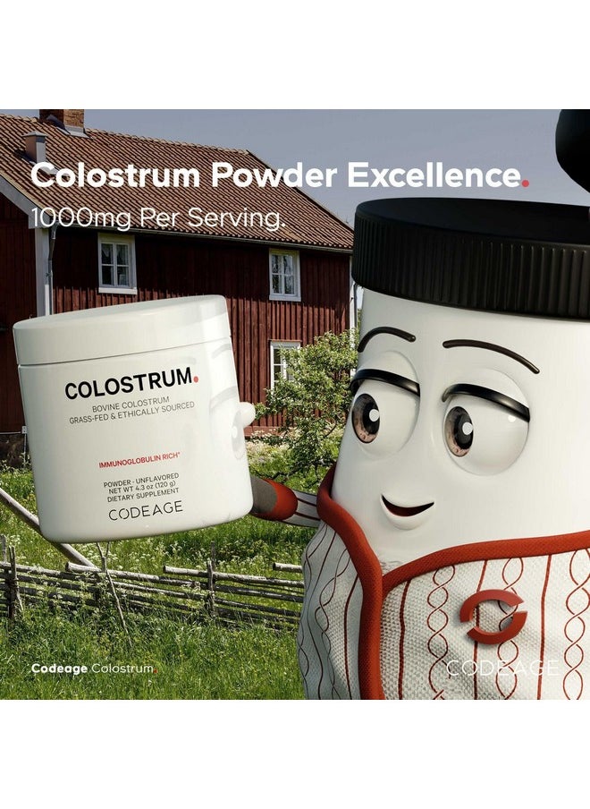 Codeage - Codeage Bovine Colostrum Powder Supplement 4-Month Supply, 1000mg per Serving, Grass-Fed Ethically Sourced, Immunoglobulin-Rich Prized First Milk, Cold-Chain Pasteurized, Agglomerated, Non-GMO, 4.3 OZ - Image 1