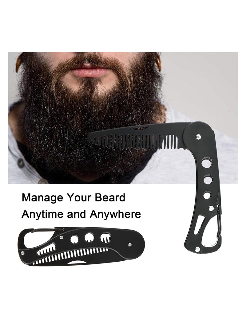 XiuWoo Mustache Folding Beard Comb for Men Stainless Steel Metal Portable Wallet Pocket Moustache Brush Straightener Small Travel Grooming Styling Hair - Image 5