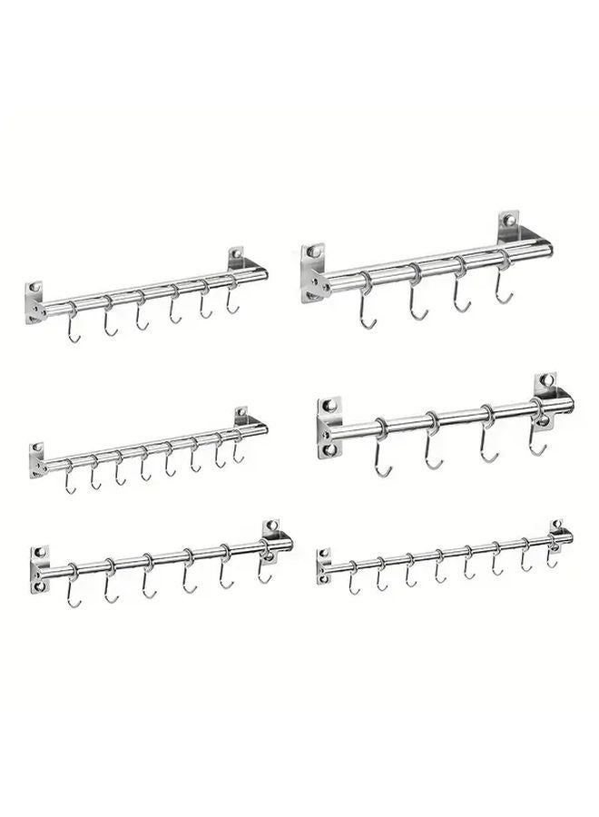 Stainless Steel Wall Mounted Kitchen Organizer Rack With 4 Hooks No Drilling Required - Image 2