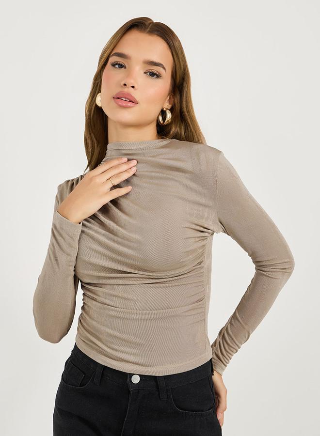 Styli Gathering Detail Fitted Knit Top - Image 2