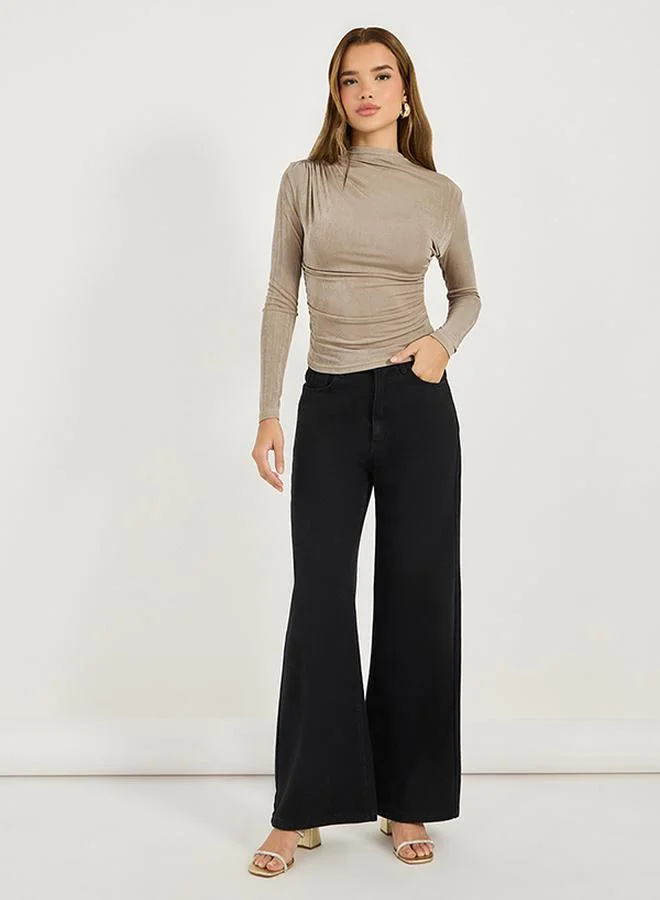 Styli Gathering Detail Fitted Knit Top