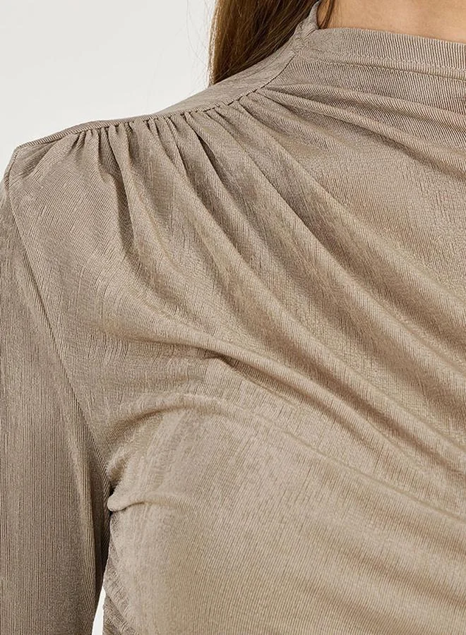 Styli Gathering Detail Fitted Knit Top