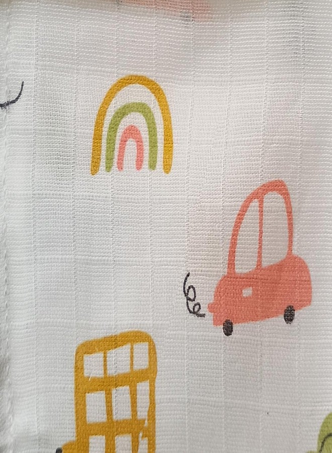 TUMMY TIME 100% Cotton Muslin Baby Swaddle Set, Pack of 3, Printed on White, 0-18 Month+, Printed Mulmul Muslin Swaddle Wrap for New Born Baby - Image 4